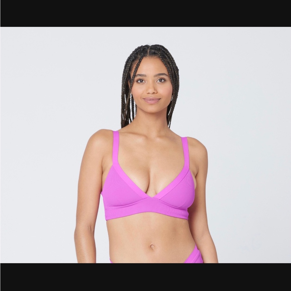 L SPACE | Ribbed Bikini Set | Vera Top and Frenchi Bottom in Color Pitaya
